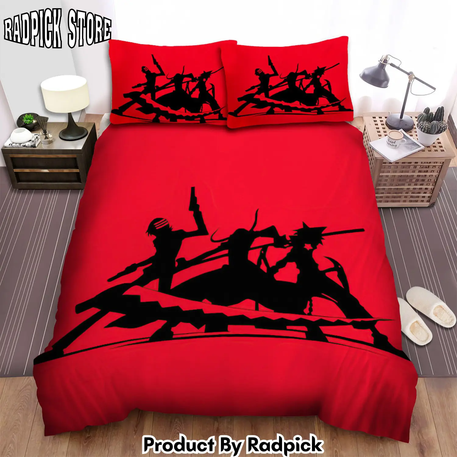 Radpick soul eater the trio silhouettes in red bed sheets spread duvet cover bedding sets rp3272161
